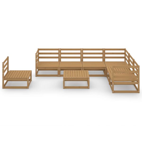 vidaXL 8 Piece Garden Lounge Set Honey Brown Solid Pinewood