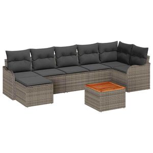 vidaXL Garden Sofa Set with Cushion 8 pcs Grey Poly Rattan