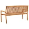 vidaXL 3-Seater Stacking Garden Bench 159 cm Solid Teak Wood