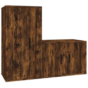 vidaXL 2 Piece TV Cabinet Set Smoked Oak Engineered Wood