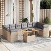 vidaXL 11 Piece Garden Sofa Set with Cushions Beige Poly Rattan