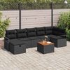 vidaXL Garden Sofa Set with Cushion 8 pcs Black Poly rattan