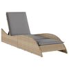 vidaXL Sun Lounger with Cushion Beige 60x205x73 cm Poly Rattan