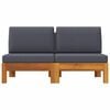 vidaXL Middle Sofas 2 pcs with Dark Grey Cushions Solid Acacia Wood