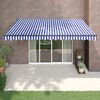 vidaXL Retractable Awning Blue and White 4x3 m Fabric and Aluminium