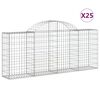 vidaXL Arched Gabion Baskets 25 pcs 200x30x80/100 cm Galvanised Iron