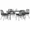 vidaXL 5 Piece Garden Dining Set with Cushions Black Poly Rattan Glass