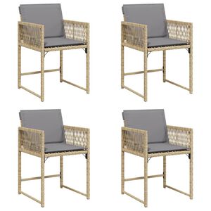 vidaXL Garden Chairs with Cushions 4 pcs Mix Beige Poly Rattan