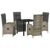 vidaXL Garden Dining Set with Cushion 5 pcs Grey Poly Rattan