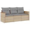 vidaXL 3 Piece Garden Sofa Set with Cushions Mix Beige Poly Rattan