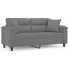 vidaXL 2-Seater Sofa with Pillows Dark Grey 140 cm Microfibre Fabric