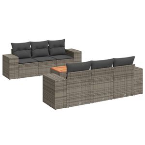 vidaXL 7 Piece Garden Sofa Set with Cushions Grey Poly Rattan