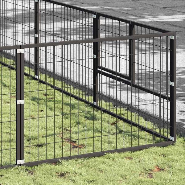 vidaXL Dog Kennel Black 100 m&sup2; Steel
