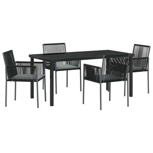 vidaXL Garden Dining Set 5 pcs Black PE Rattan