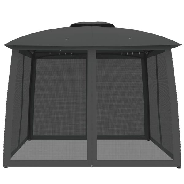 vidaXL Gazebo with Double Roof and Mesh Walls Anthracite 2.93x2.93 m Steel