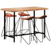 vidaXL 5 Piece Bar Set Solid Wood and Real Leather