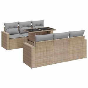 vidaXL 7 Piece Garden Sofa Set with Cushions Beige Poly Rattan