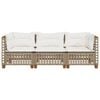 vidaXL Garden Sofa with Cushions 3-Seater Beige Poly Rattan