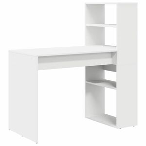 vidaXL Desk White Engineered Wood 113 x 54 x 120 cm