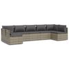 vidaXL 7 Piece Garden Lounge Set with Cushions Grey Poly Rattan