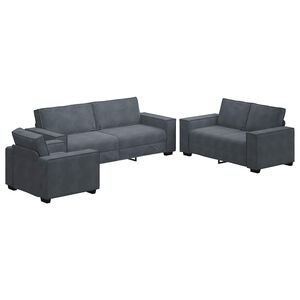 vidaXL 3 Piece Sofa Set with Cushions Dark Grey Velvet