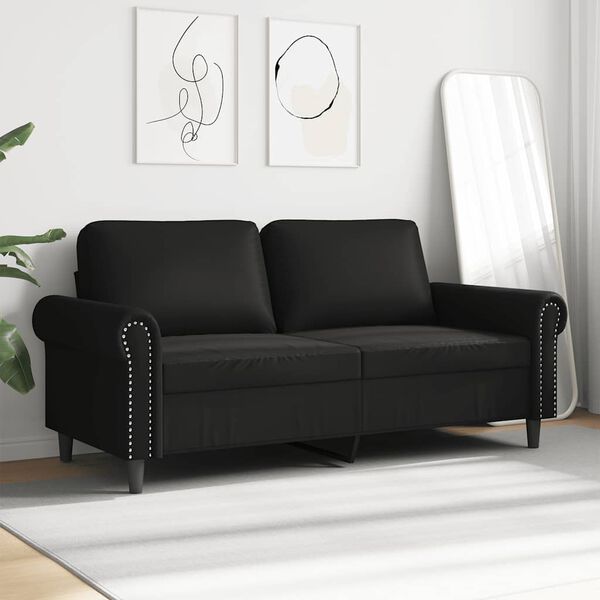 vidaXL 2-Seater Sofa Black 140 cm Faux Leather
