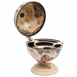 vidaXL Tabletop Globe Bar Wine Stand Eucalyptus Wood White