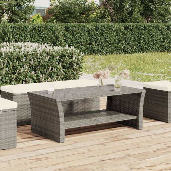 vidaXL Coffee Table Grey 100x50x40 cm Poly Rattan