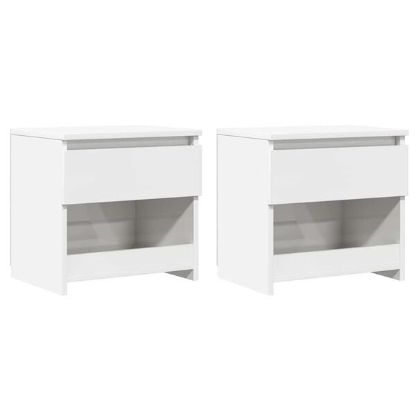 vidaXL Bedside Cabinets 2 pcs High Gloss White 40x30x39 cm Engineered Wood