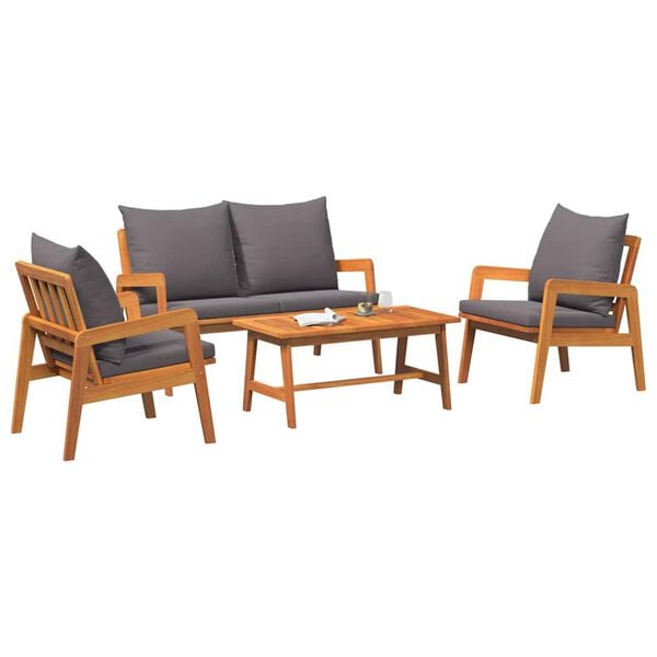 vidaXL Bistro Set with Cushion 4 pcs Brown Solid Acacia Wood