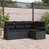 vidaXL Sofa Set with Cushion with Storage 4 pcs Black Poly Rattan