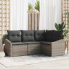 vidaXL Garden Sofa Set with Cushion 4 pcs Grey Poly Rattan