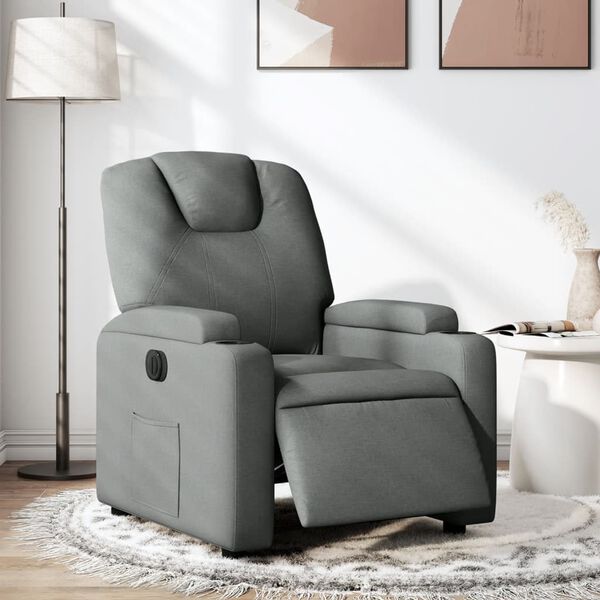 vidaXL Electric Recliner Chair Dark Grey Fabric