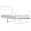 vidaXL Metal Bed Frame without Mattress with Footboard White 90x190cm