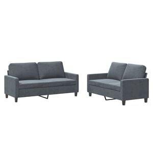 vidaXL 2 Piece Sofa Set with Cushions Dark Grey Velvet