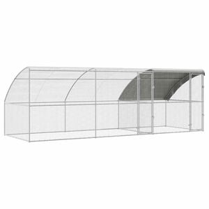 vidaXL Chicken Cage with 2 Doors 3 pcs Silver 600x200x200cm