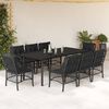 vidaXL 9 Piece Garden Dining Set with Cushions Black Poly Rattan