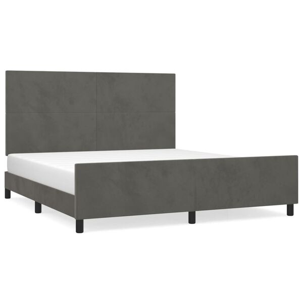 vidaXL Bed Frame without Mattress Dark Grey 152x203 cm Queen Velvet