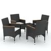 vidaXL 5 Piece Outdoor Dining Set with Cushions Black