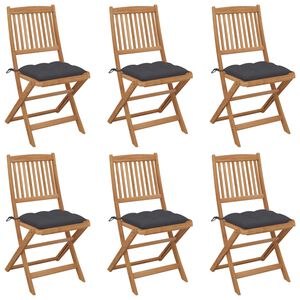 vidaXL Folding Garden Chairs 6 pcs with Cushions Solid Acacia Wood