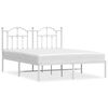 vidaXL Metal Bed Frame without Mattress with Headboard White 135x190cm