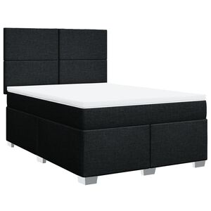 vidaXL Box Spring Bed with Mattress Black Queen Fabric