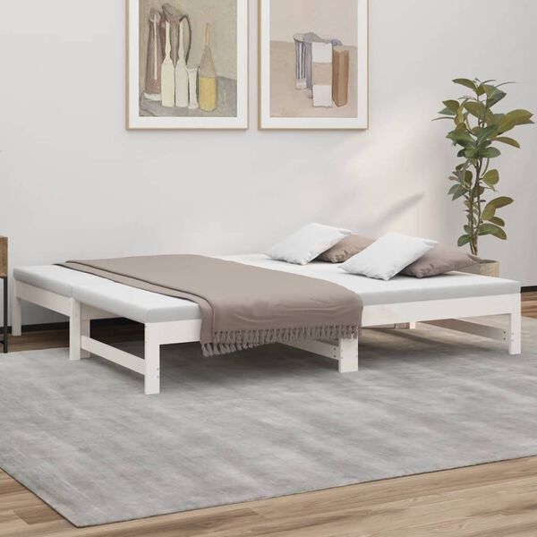 vidaXL Pull-out Day Bed without Mattress White 2x(90x190) cm