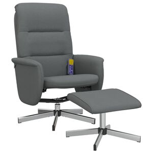 vidaXL Massage Recliner Chair with Footstool Dark Grey Fabric
