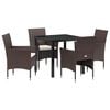 vidaXL Garden Dining Set 5 pcs Brown Poly Rattan