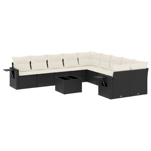 vidaXL 11 Piece Garden Sofa Set with Cushions Black Poly Rattan