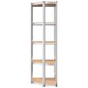 vidaXL 5-Layer Corner Shelf Silver Steel&Engineered Wood