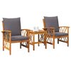 vidaXL Garden Sofa Set with Cushion 3 pcs Brown Solid acacia wood