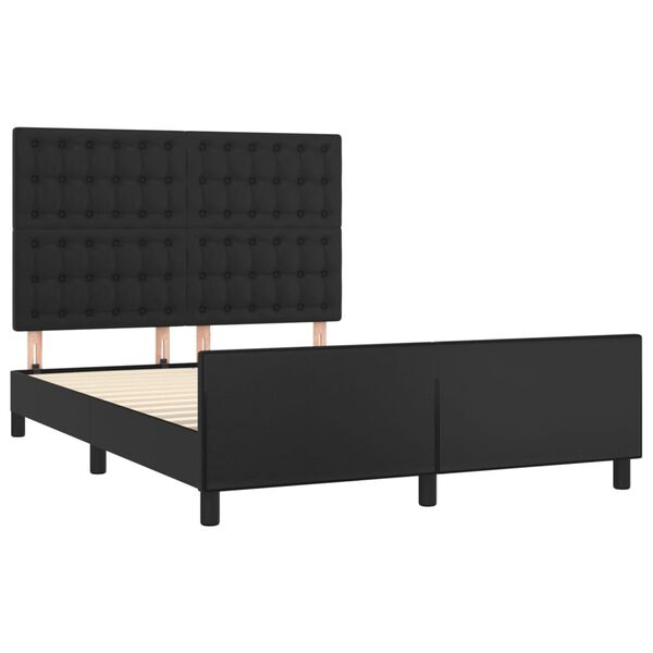 vidaXL Bed Frame without Mattress Black 137x187 cm Double Faux Leather