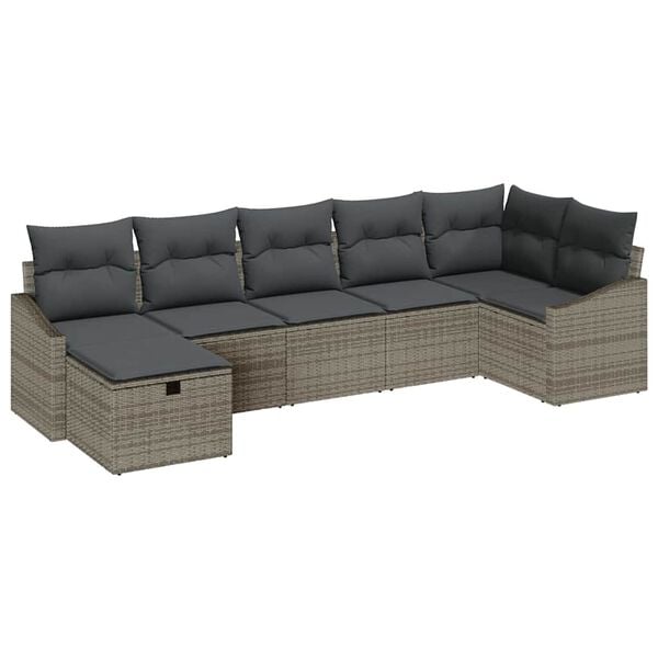 vidaXL Garden Sofa Set 7 pcs Grey 55 x 62 x 69 cm Poly rattan